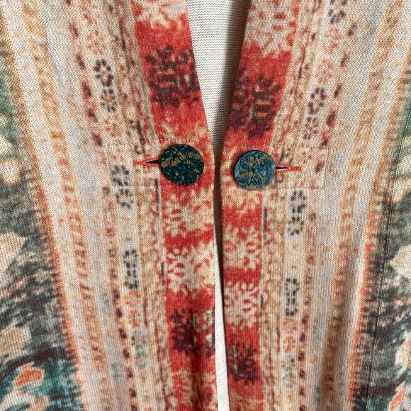 Soft Surroundings Label Noir Oushak Wool Blend Cardigan Tapestry Print Luxury - Picture 5 of 10